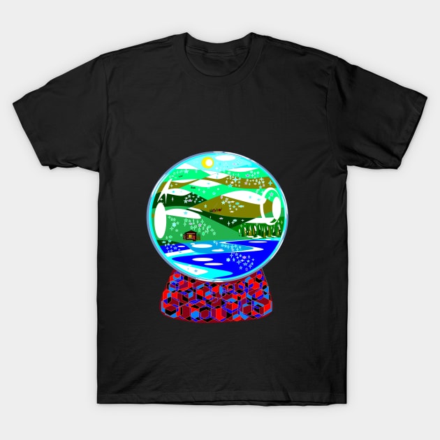 A Snow Globe of Country Winter Scene T-Shirt by YudyisJudy